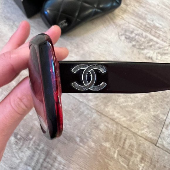 Chanel Women's Burgundy and Red Sunglasses - Picture 3 of 5